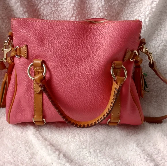 Dooney & Bourke Pebble Leather Tassel Satchel Bag - Picture 2 of 10